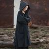 Frauen Schwarz Mit Kapuze Langarm Parkas Warme Lange Hülse Winter Mäntel Weiblichen Chinesischen Stil Verband Parkas