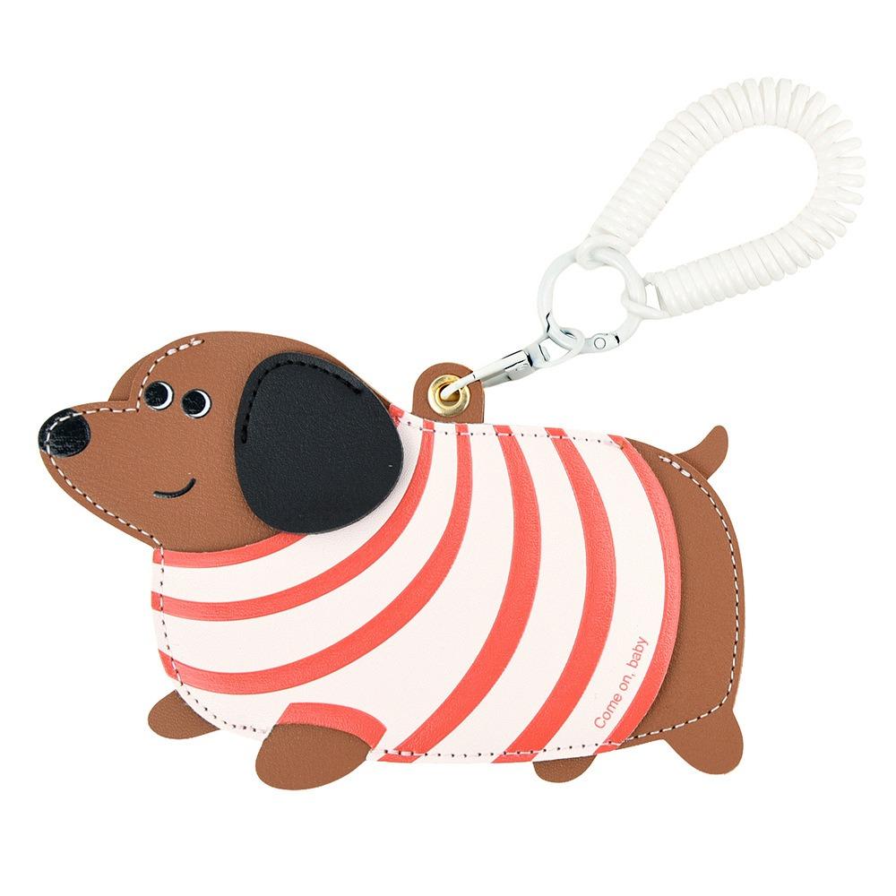 PU Leather Leather Dog Pendant Multifunction Cartoon Keychain Fashion Card Case  Male/Famale