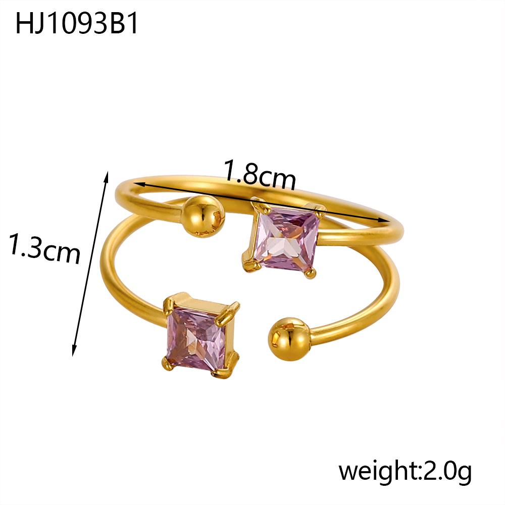 

CARLIDANA High End Women s Stainless Steel Rings Gold Plated Layed Colorful Zirconia Open Design Trendy-Tarnish Free Jewelry resizable