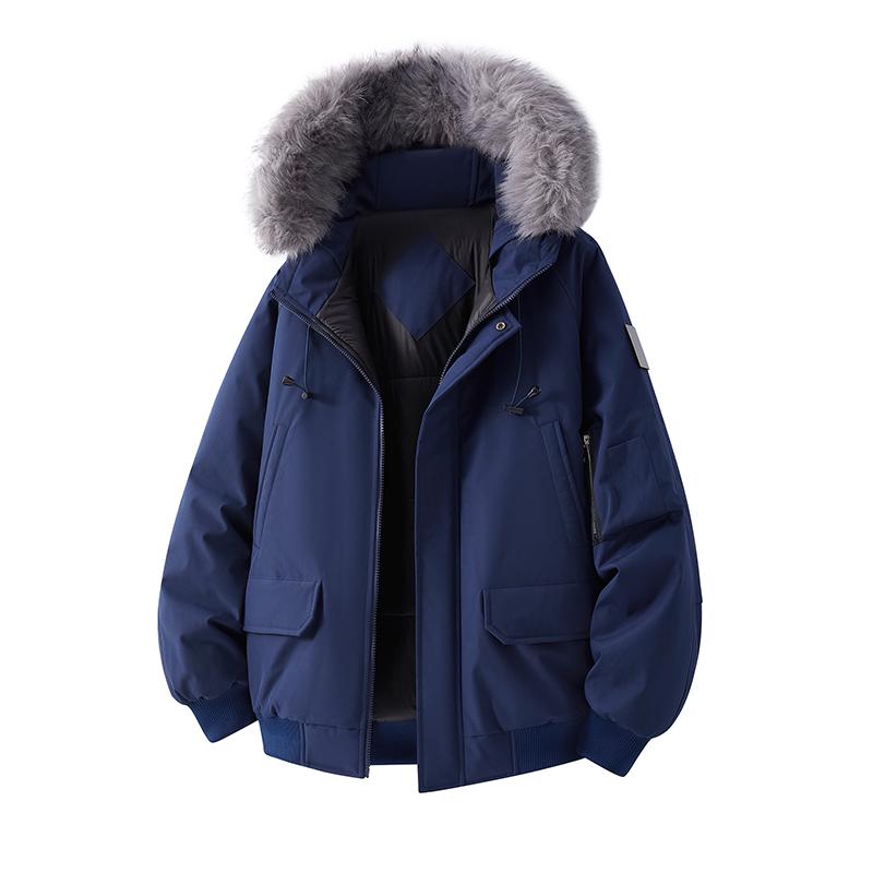 Men's Fur Collar Velvet Jackets, Men's Cotton Coats, Men's Loose Hooded Tops