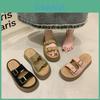 Stylish Casual Flat Buckle Slippers For Women Summer Outdoor Fashion In Black Khaki Pink And Brown