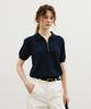 Artid Cotton Collared Short Sleeve Knit Top_Navy