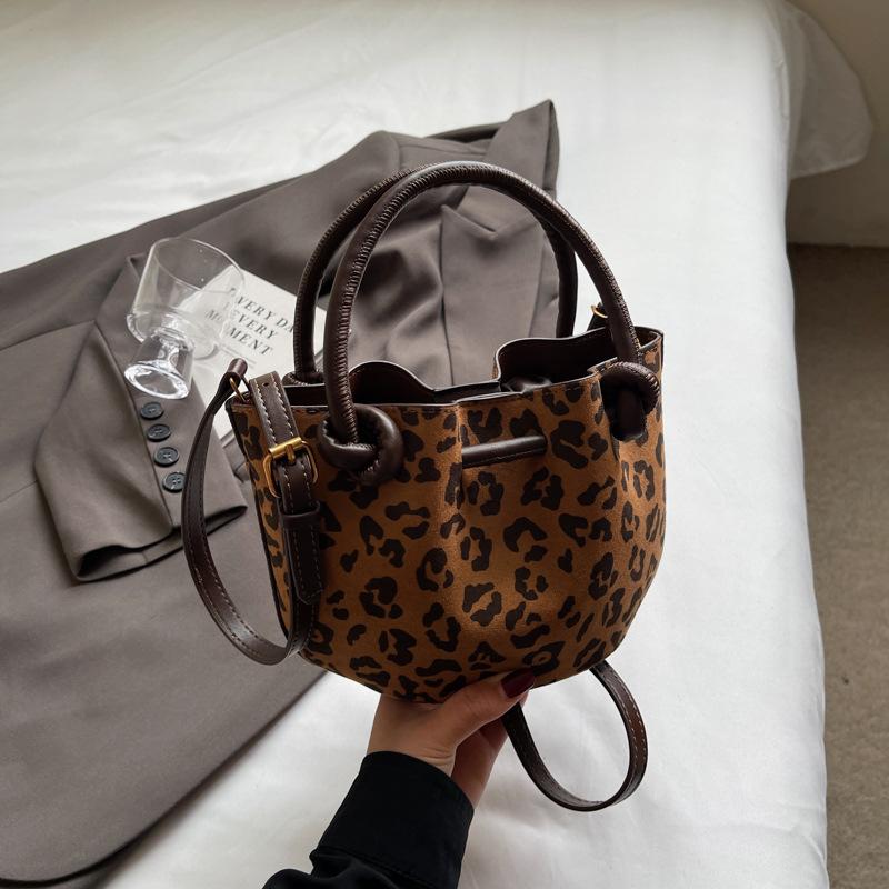 Wholesale Niche Leopard Print Bag Women's 2025 New Autumn and Winter Versatile Messenger Bag Suede Portable Bucket Bag