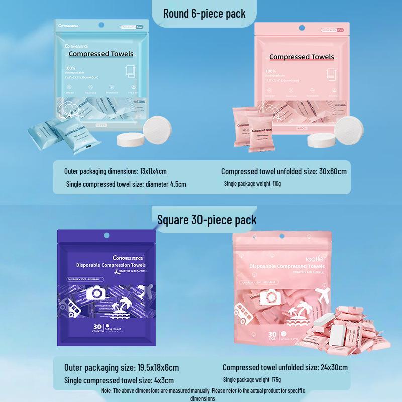 Lingettes Visage Compactes Emballées comme des Bonbons, 30 pièces/6 pièces - Lingettes Nettoyantes Jetables Portables