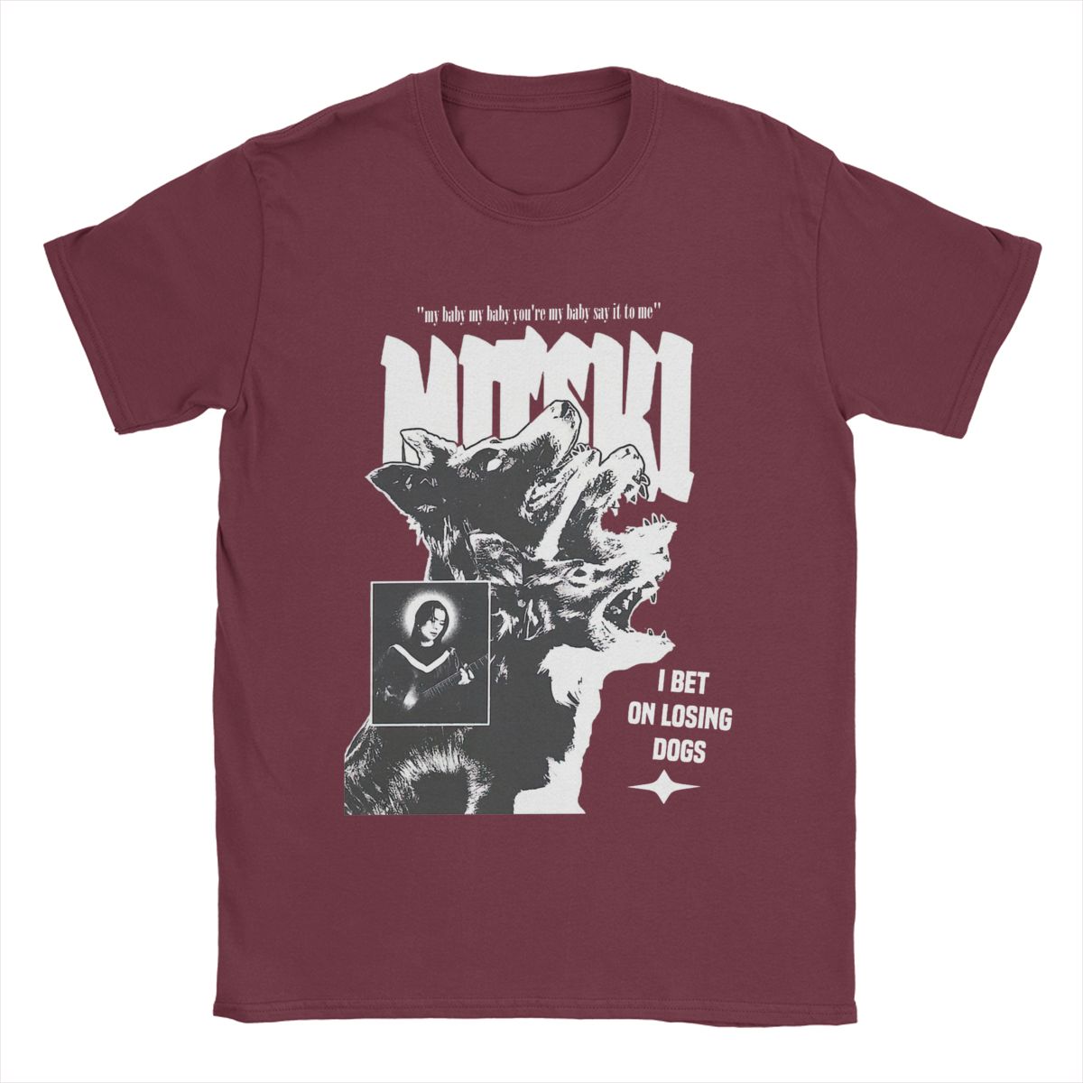 

Mitski I Bet On Losing Dogs You re My Say It To Me Футболки для мужчин Хлопковые футболки Футболки с коротким рукавом Одежда больших размеров XXXXXL