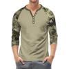 Top Masculino de Manga 3/4 Raglan Contrastante com Botões
