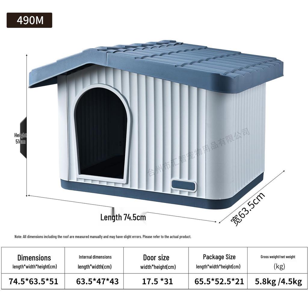 Outdoor Cat and Dog House: All-Weather Semi-Enclosed Shelter, Rainproof and Sunproof Plastic Villa for Stray Cats