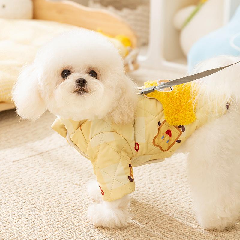 Autumn and Winter Dog Toast Bread Thickened Two-legged Cotton-padded Coat Medium and Small Dog Cat Cute Teddy Pet Dog Clothes