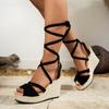 Women's Platform Wedge Cross Strap Sandals Women's Summer Plus Size Muffin Sandals