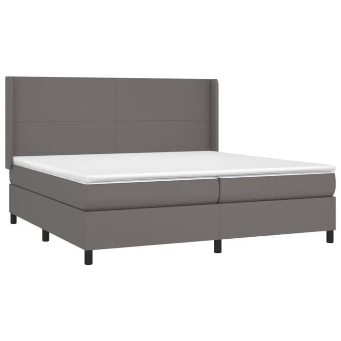 Maison Exclusive - Sommier à lattes de lit avec matelas Gris 200x200 cm Similicuir