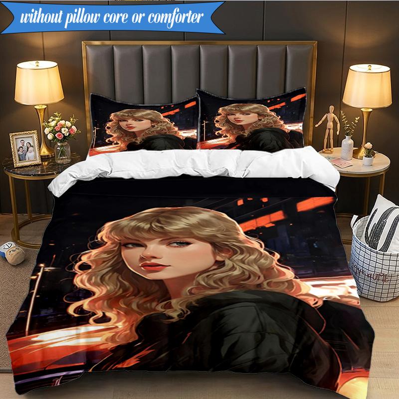 3-teiliges Taylor Music Lover Artwork Bettwäsche-Set, inklusive 1 Bettbezug und 2 Kissenbezügen. Perfekt für Schlafzimmer, Wohnheim, Weihnachtsgeschenk für Fans