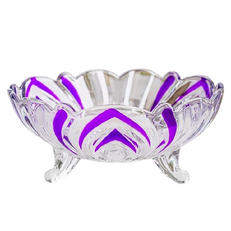 See Through Glass Snacks Container Bowl With Fixed Three Leg Design Supplements Any Dining Or Living Space