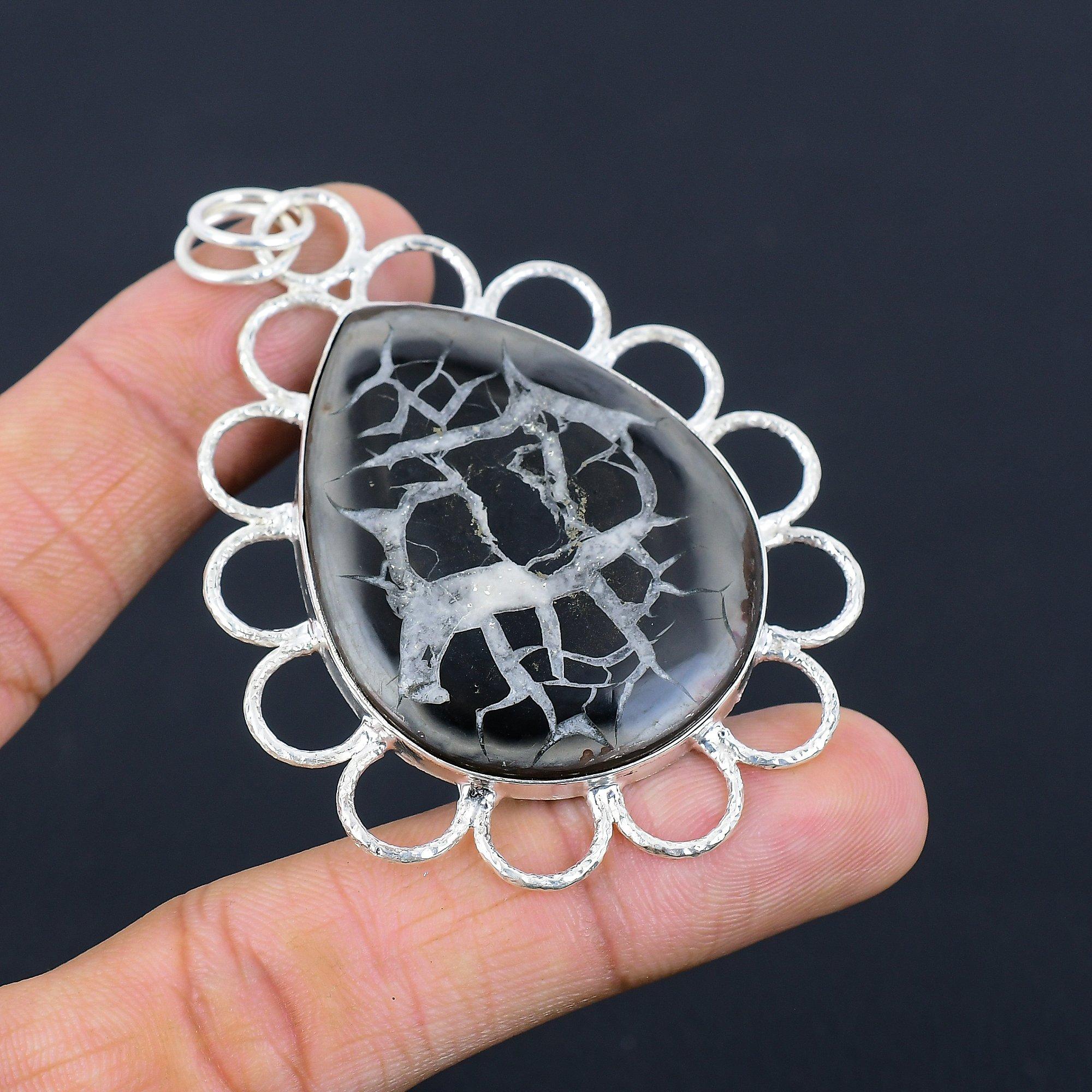 

Halloween Deal 925 Silver Moroccan Moroccan Mud Crack Fossil Stone Wife Pendant