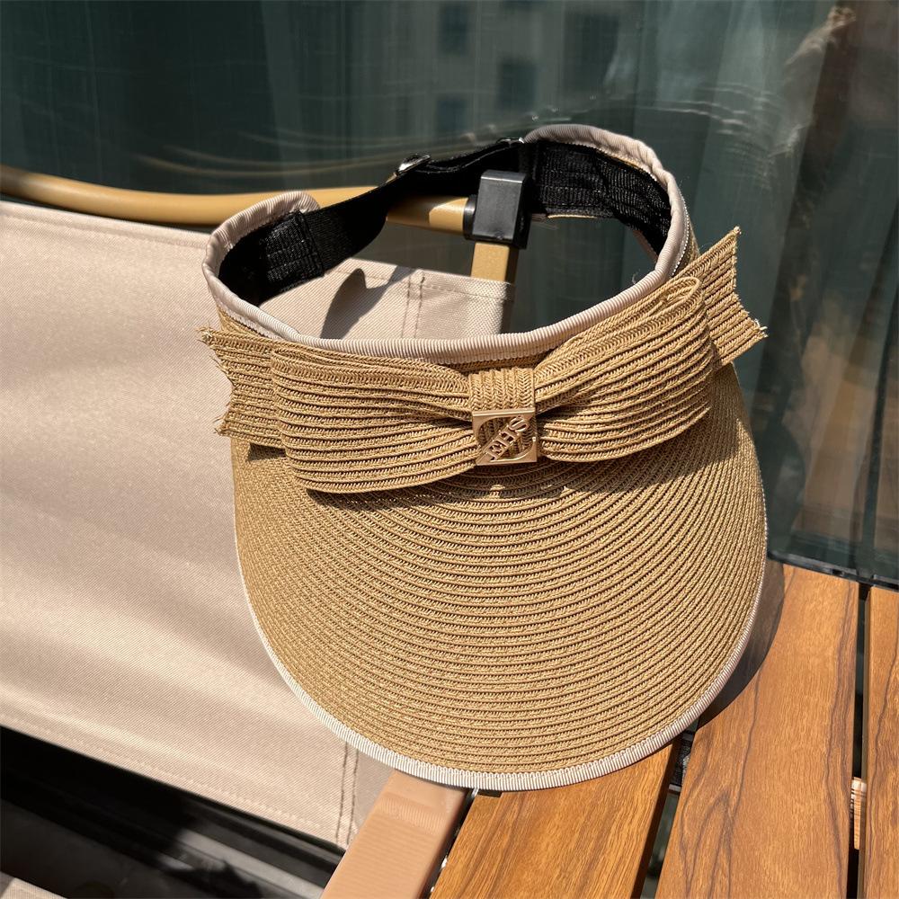 Empty Top Hat Women's Summer Sunscreen Face Covering Sun Hat UV Protection Bow Straw Hat Shell Hat Travel Cycling Hat