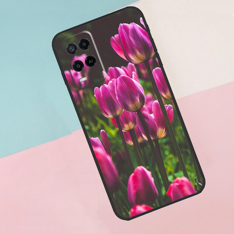 Spring Tulips Flower For Oppo A16 A76 A96 A15 A80 A60 A40 A94 A54 A98 A78 A18 A38 A58 A17 A77 A74 A57S Phone Case