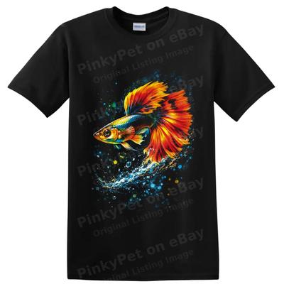 Betta Fish T Shirt Colorful Tropical Aquarium Art Water Splash Graphic Tee