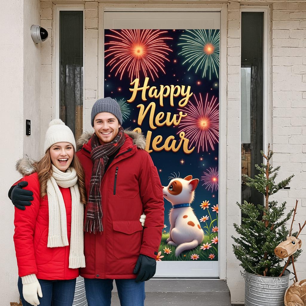 New Year Display Night Sky Background New Year Backdrop Celebration Display Golden Text Yearly Backdrop For New Year Party