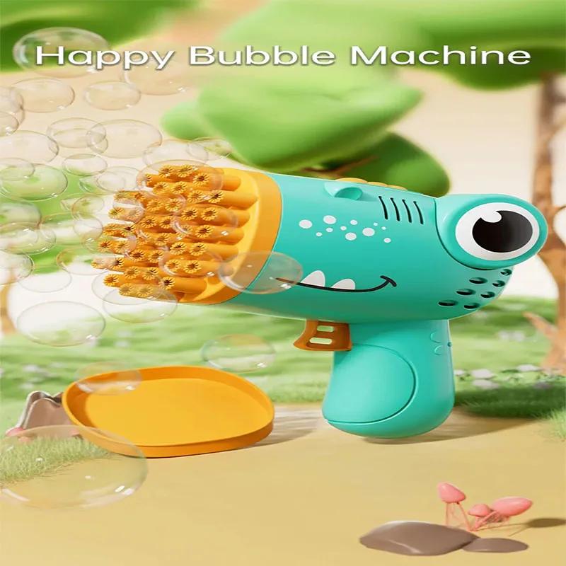 Dinosaur Bubble Machine Gun 40 Holes Bubble Gun Bath Toy Automatic Machine Soap Bubble Gun Children Toy (Not Come With Battery)