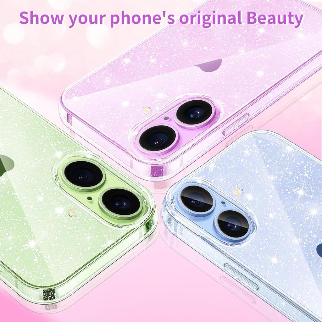Coque transparente à paillettes pour For Iphone Air 17 Pro Max 16E 16 E 1 Plus 14 13 Mini 12 11 17Pro X Housse de téléphone transparente Bling pour femmes et filles