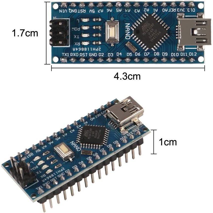 2PCS for Nano V3.0 ATMEGA328P Module CH340C Chip 5V 16MHz Mini USB Micro-Controller Board with 2PCS Mini USB Cable