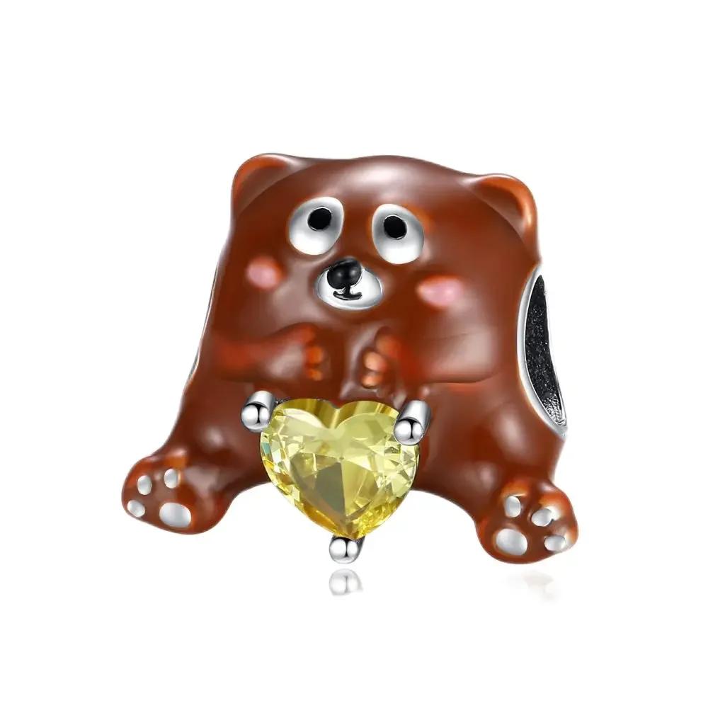 Brand New Copper Metal Animal Bead Component Cat Wolf Bee Owl Heart Charm Bead Components Compatible With Authentic Original Pendant Bead Component