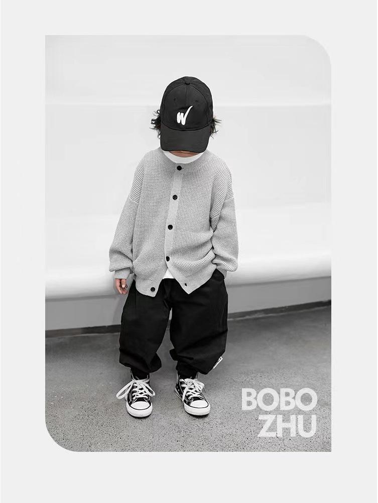 Boys' Thin Knit Cardigan Sweater, Medium/Large Sizes, Trendy Spring/Autumn Jacket