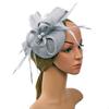 Faux Feather Fascinator Hat Net Yarn Hat Shape Bow Mesh Mini Beret Hat Headdress