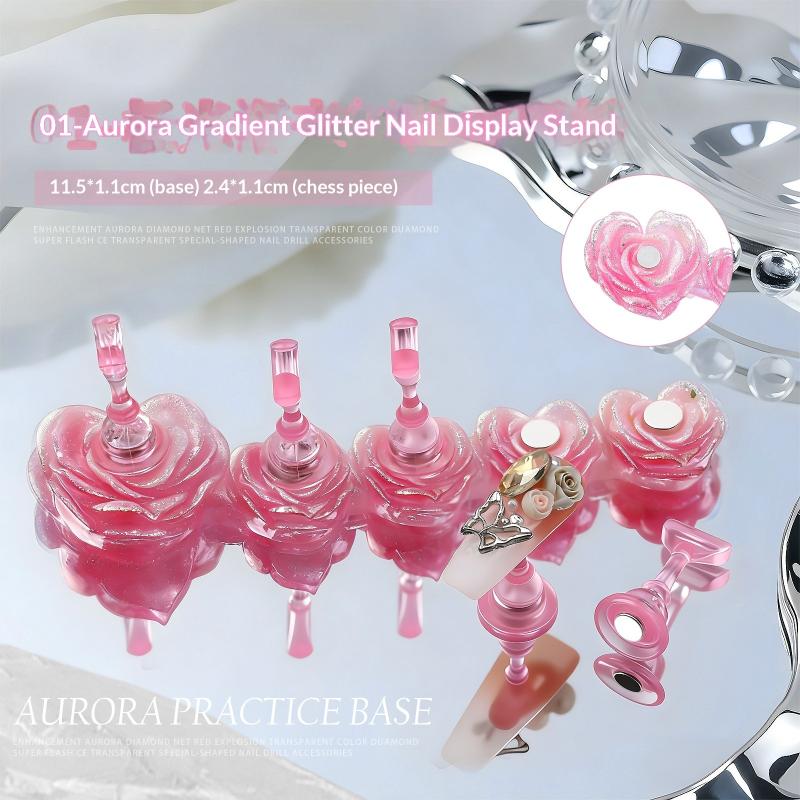 Aurora Flowers Magnetic Nail Tip Display Stand For Manicure Press-On Nails Training Gel Nail Polish Nail Tip Display Tool