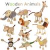 Holz Action-Spielzeugfiguren Simulation Tier Bewegliche Gelenke Modell Puppe Elefant Affe Giraffe Löwe Lernspielzeug Für Kinder