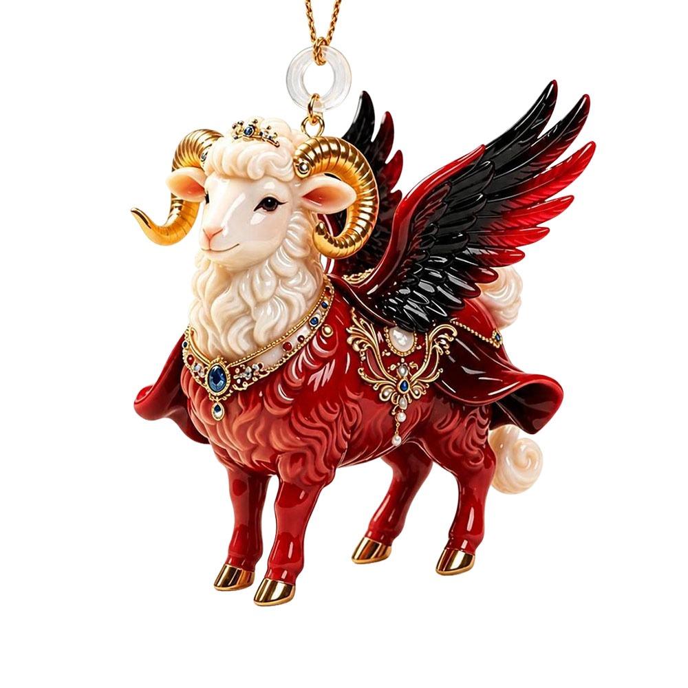 Acrylic Goat Hanging Ornament 2D Flat Animal Hanging Decoration Holiday Party Decor