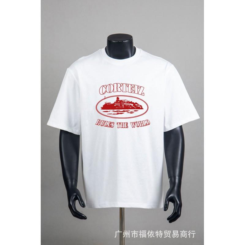 Corteiz Alcatraz Vintage Print T-Shirt Herren Damen Streetwear Lockerer Schnitt Kurzarm Tee