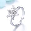 2026 Zircon New Korean Version Accessories Design Sense Fashion Snowflake Ring Women's Light Luxury Open Jewelry