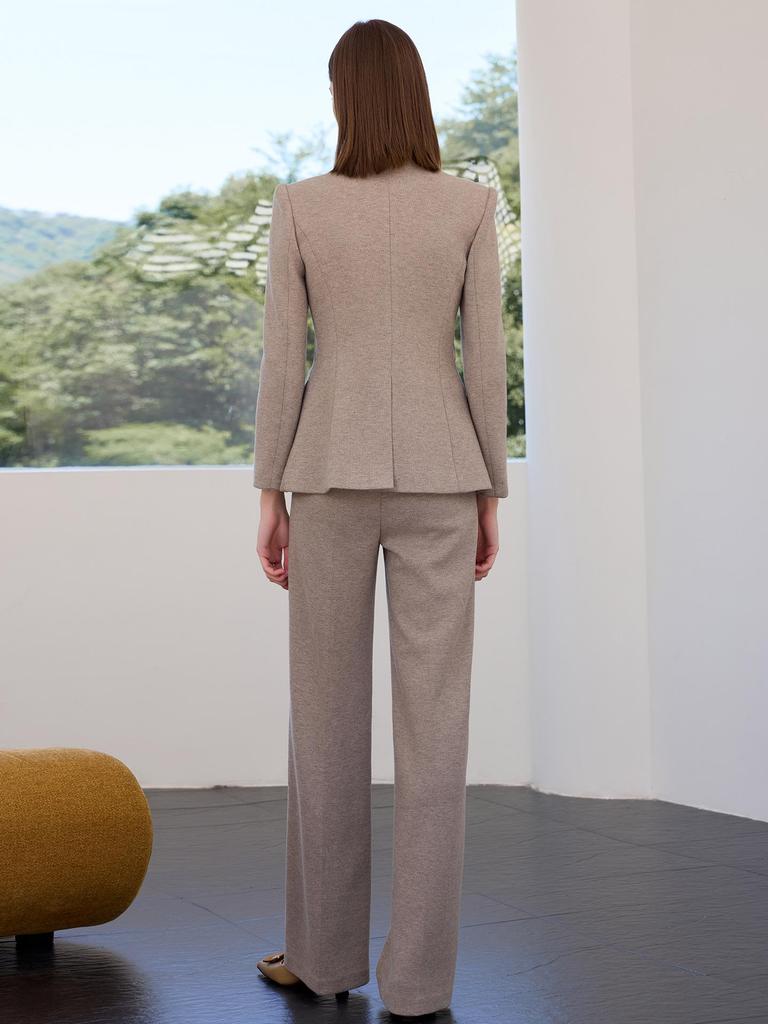 Damen Woll Haferflocken Anzugset: High-End Herbst/Winter 2025 Arbeitskleidung