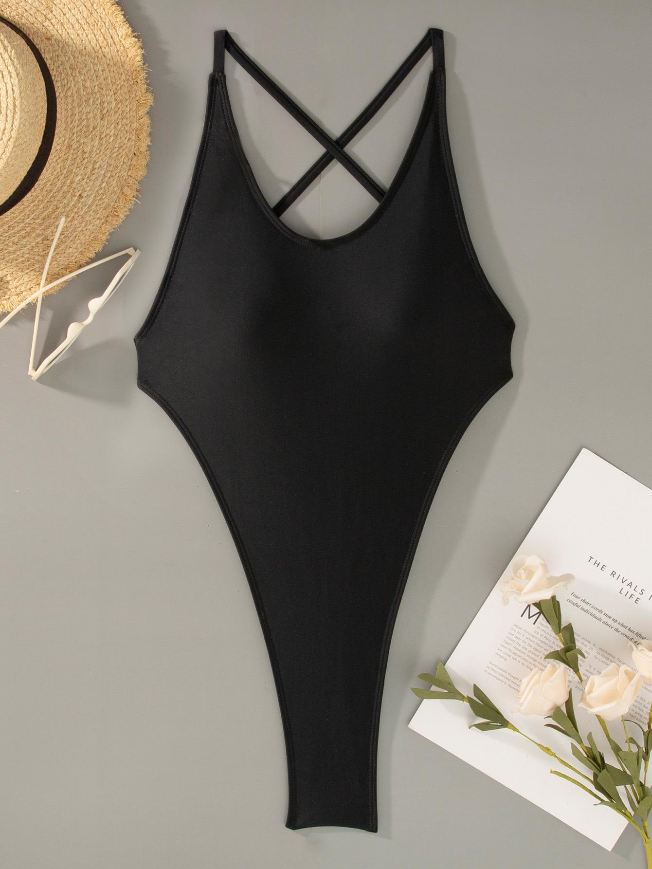 New One-Piece Swimsuit Women S Sexy Halter Cross Bikini Swimsuit S