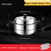 HUIHUADU 30cm Double Layer Stainless Steel Steamer Pot
