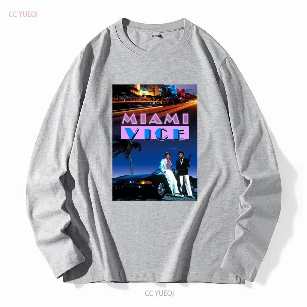 Miami Vice T Shirt Retro 80s Tv Show Fan Long or Short Sleeves Vintage Washed Breathable Casual Unisex Stretched Fashion