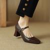 New Women's Low-top Shoes Casual Women's Single Shoes Soft Sole Square Heel High Heels Square Head Lazy Shoes Buckle Rubber Sole