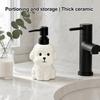 Distributeur de savon pour chien en céramique de 400 ml avec pompe en plastique, Récipient rechargeable pour savon liquide pour les mains en forme de chiot, Bouteille vide pour gel douche et lotion pour la salle de bain