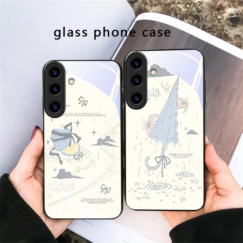 Fresh and Healing Breeze For Samsung Galaxy S20 S21 S22 S23 Plus S24 FE S25 Ultra S26 Edge S25+ S20+ S22+ Black Glass Phone Case