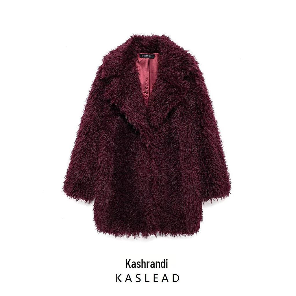 2024 Autumn Women's European & American Style Faux Fur Long Overcoat