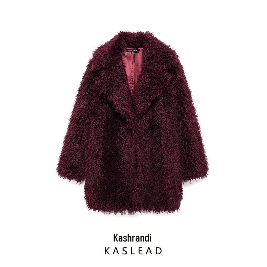 

2024 Autumn Women s European & American Style Faux Fur Long Overcoat Large
