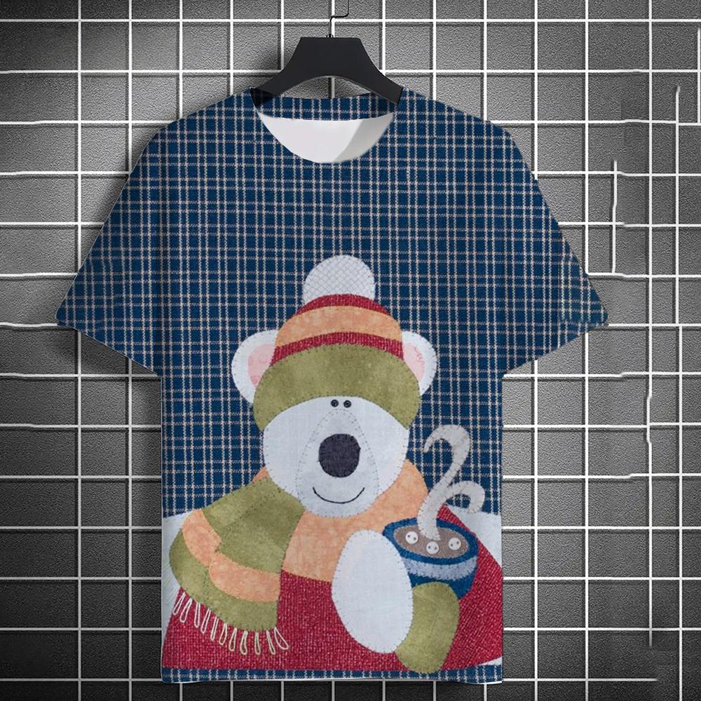 Men's T-Shirt Kids T Shirts 3D Santa Claus Printed Short Sleeve Christmas T-Shirt Trendy Christmas Casual Clothing Tops