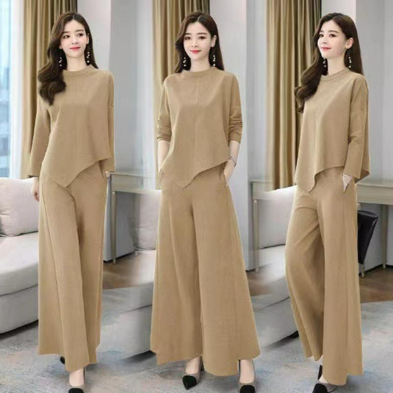 Completo Nuovi Vestiti Autunnali Donna Sottile, Stile Occidentale Casual Temperamento Pantaloni Culotte Due Pezzi Stile Pigro Lusso Leggero