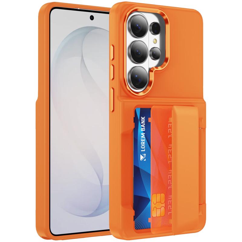 New Solid Color Frosted PC Wallet Card Holder Shockproof Phone Case For Samsung S26 Ultra S24 S23 S22 S25 Ultra Plus Back Cover