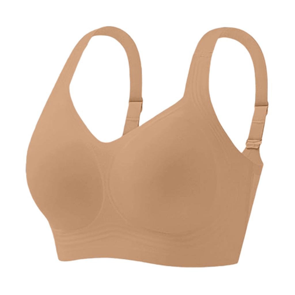 Seamless Wireless Bra for Women Comfortable Stretchy V Neck Soft Full Coverage Pullover Bralette with Wide Straps