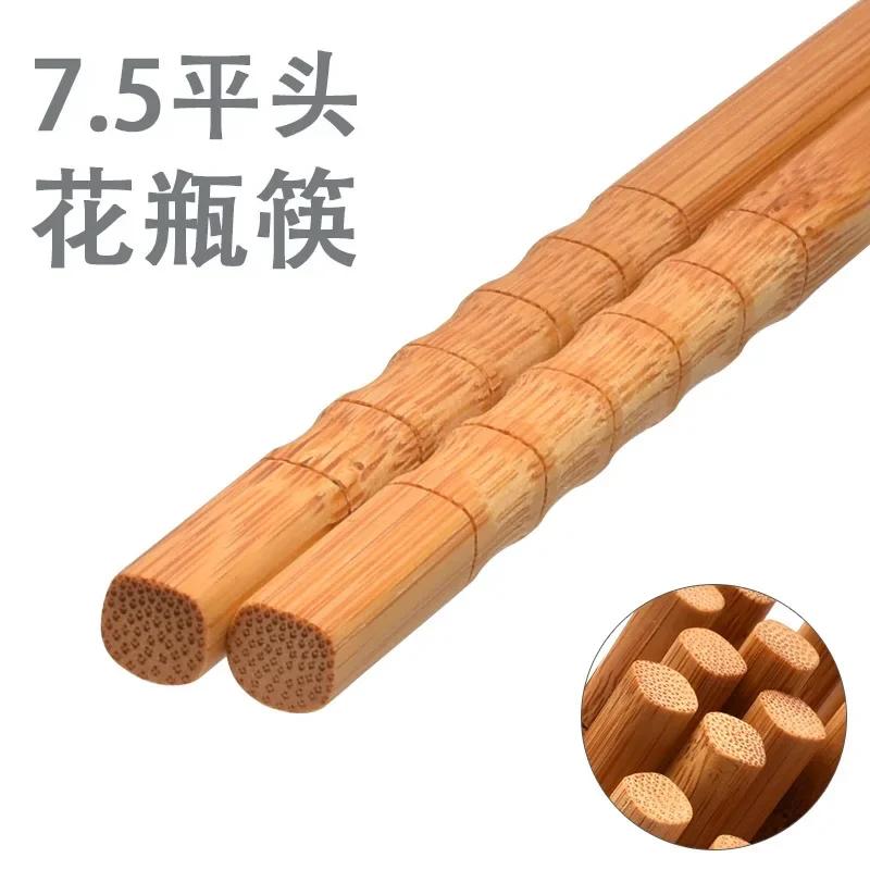 1/5 Pair Pure Manual Natural Bamboo Wood Chopsticks Healthy Chinese Carbonization Chop Sticks Reusable Hashi Sushi Chopsticks