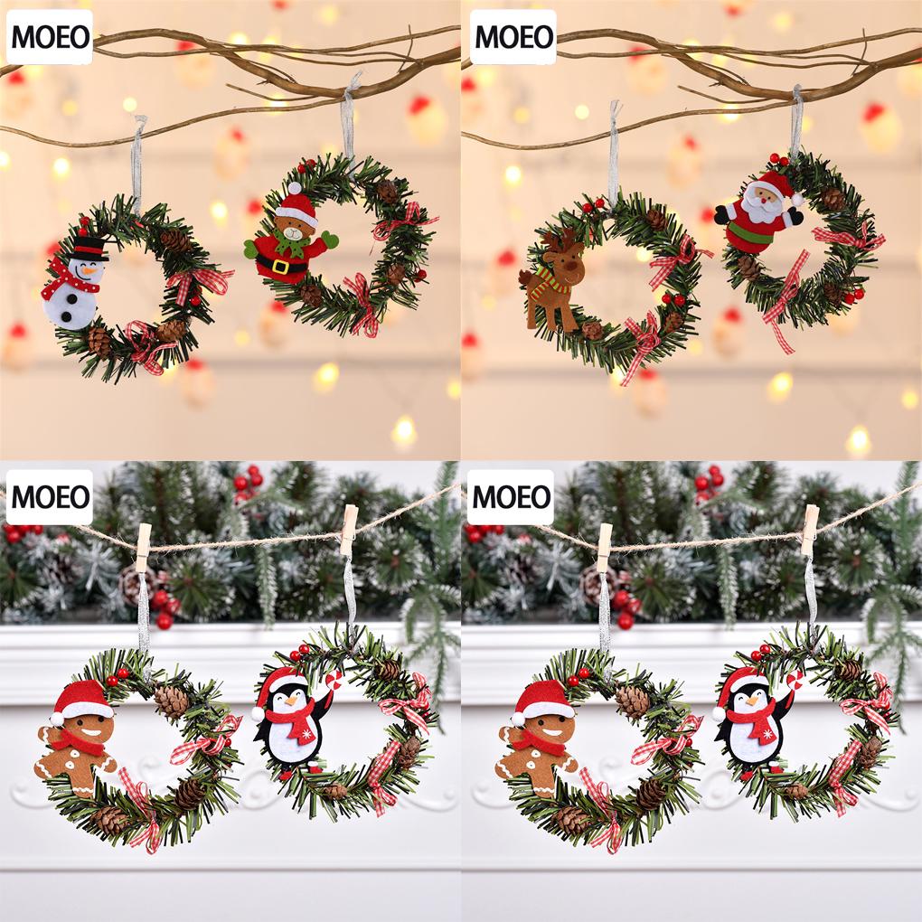 Artificial Christmas Wreath Hanging Simulation Xmas Garland Reusable Indoor Decoration Ornament Pendant Background Decor