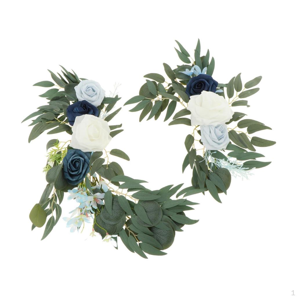 2 Pieces Silk Wedding Arch Flowers, Flowers Swag Garland Hanging Display Plant for Sign Holiday