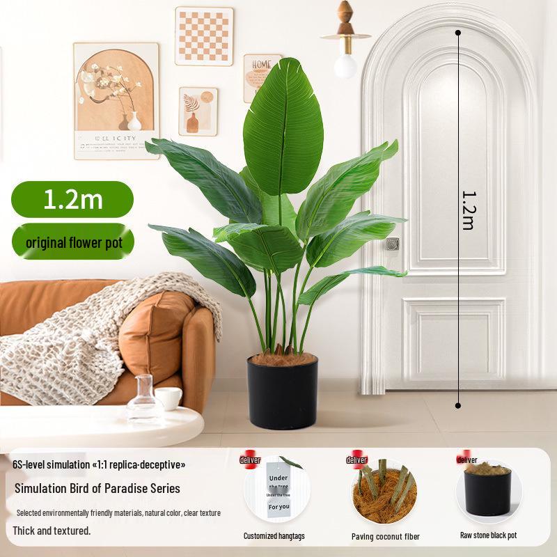 Large Artificial Traveler's Palm and Bird of Paradise Potted Tree for Indoor Decoration