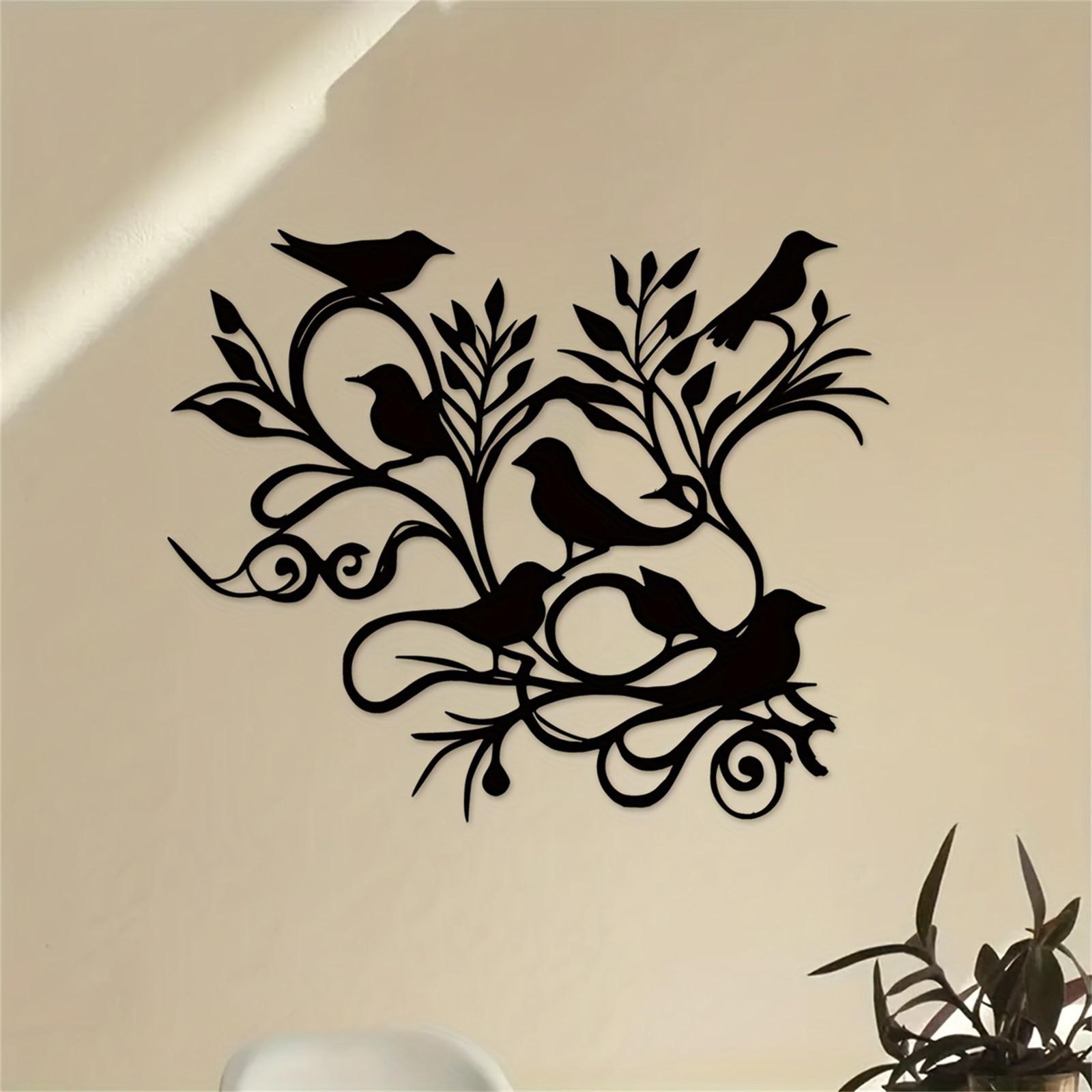 

Fashion Black Birds On Branch Wall Ornament 30*24cm Metal Wall Decal For Bedroom Living Room Entrance Home Background Decoration One Size чёрный